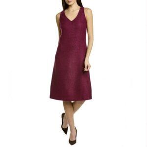 NEW St. John violet/magenta sheath wool blend dress